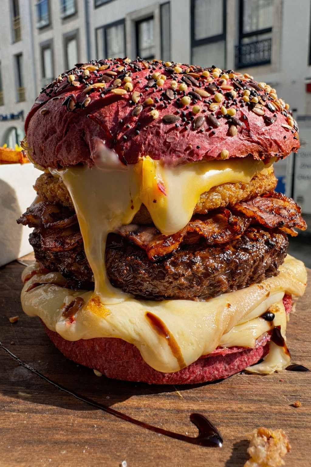 Accueil burger rustique - fromage coulant